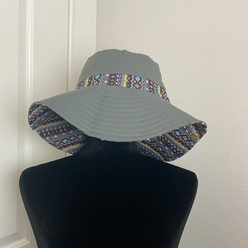 Western Boho Cowgirl Hat 2Way Embroidered Hicking Travel Sunhat - Picture 3 of 7